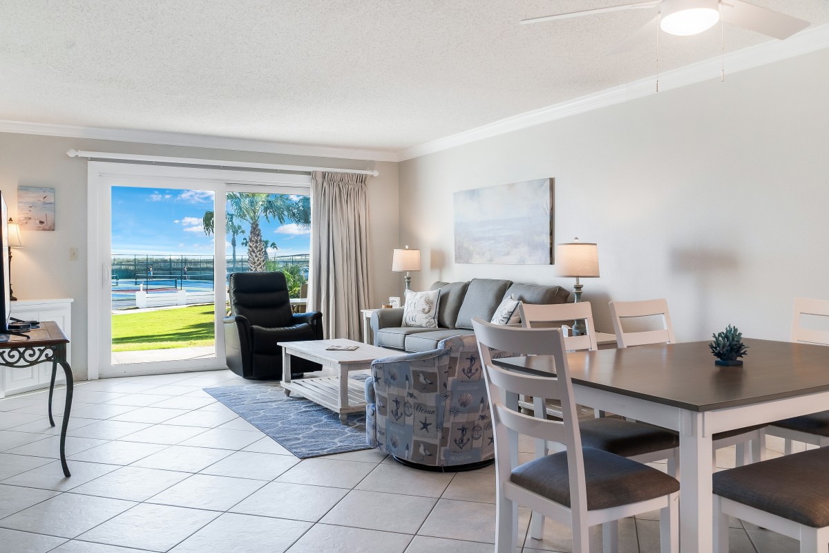 The Islander Vacation Rental 101 Living Area Patio View