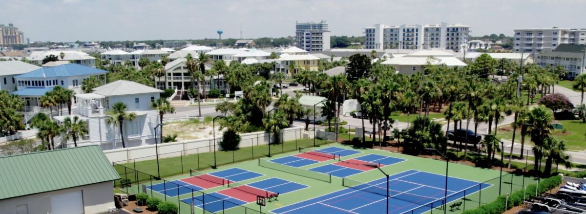 Tennis courts & pickleball courts along with other amenities in the best oceanfront family resort in Destin with