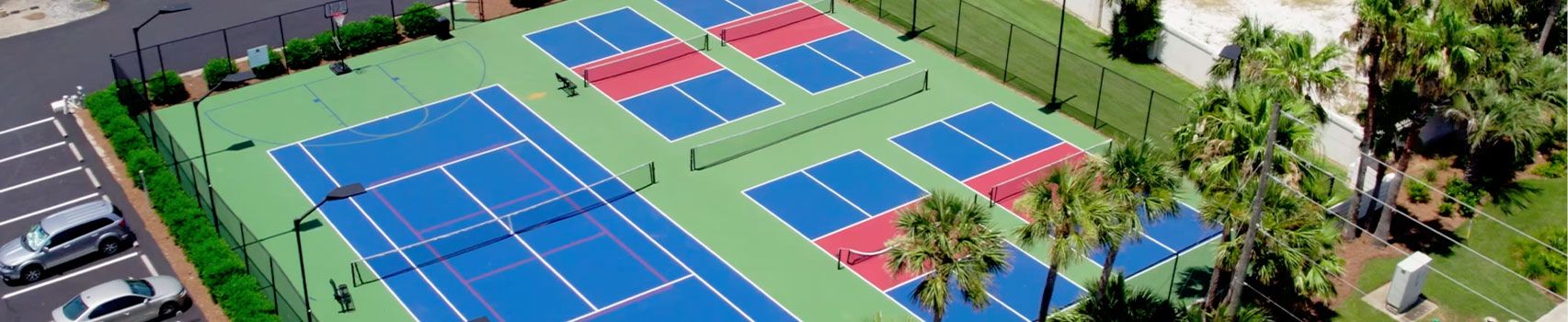 In air shot of the courts.
